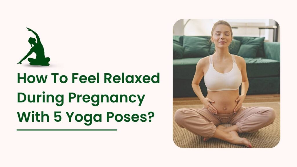 Pregnant woman practicing prenatal yoga meditation pose at home to relax during pregnancy