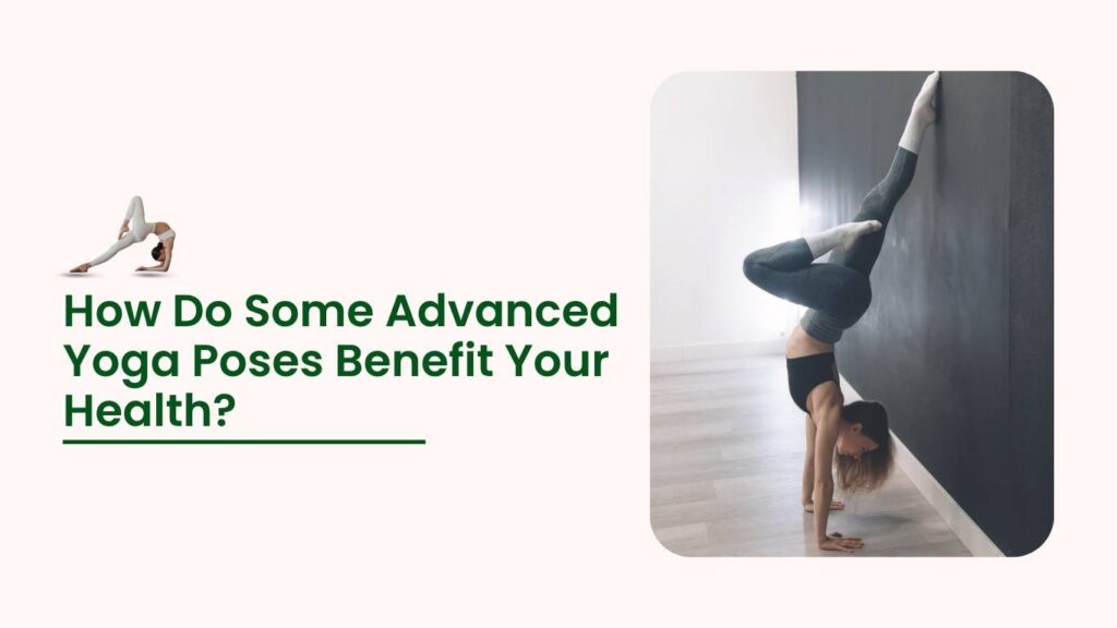 Woman performing advanced yoga handstand pose against wall demonstrating strength, balance and flexibility for better health.