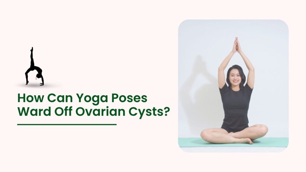 Woman practicing seated yoga pose with raised arms to support pelvic health and help manage ovarian cyst symptoms